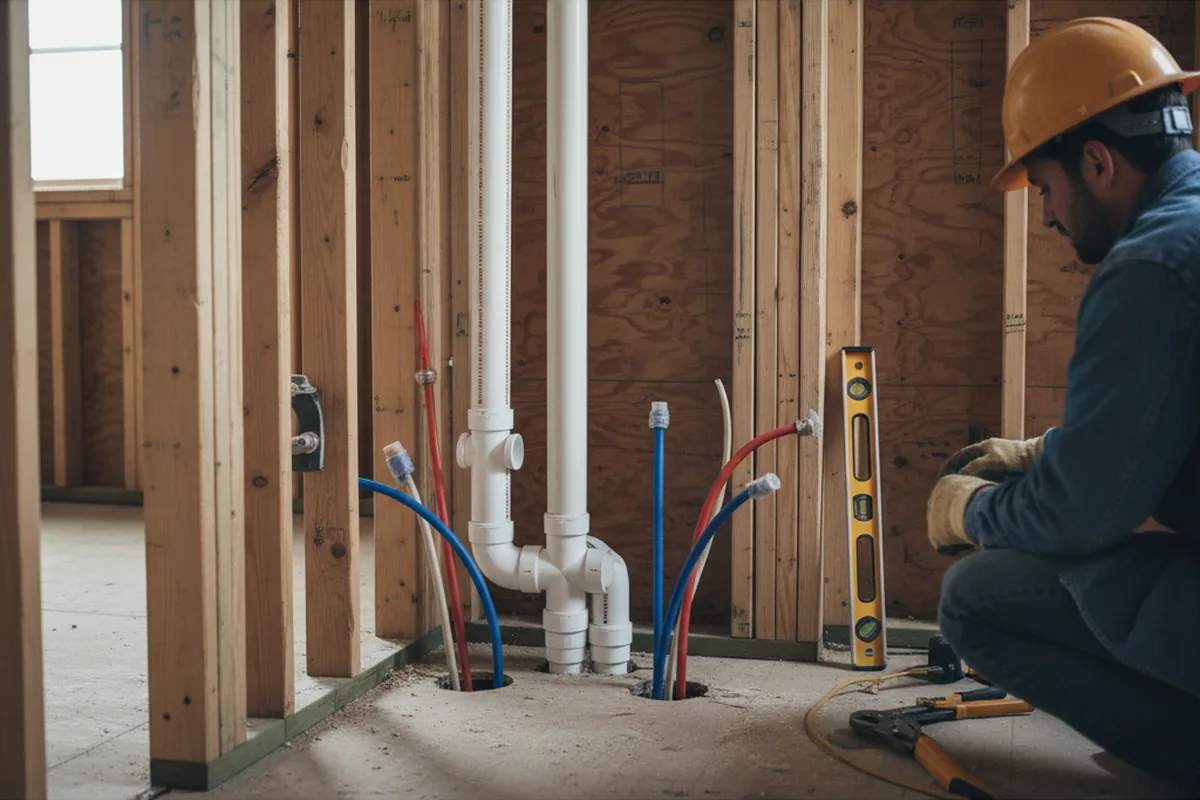 Drain and supply rough-in during Garbage Disposal Repair in Ghent
